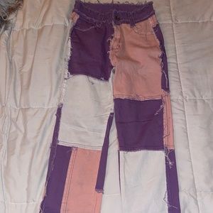Pink and purple patch jeans :)